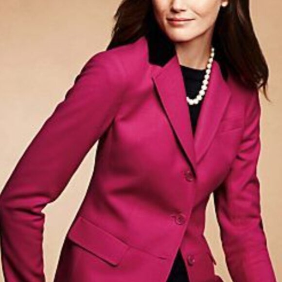 Talbots Pink Wool Blazer with Black Velvet Contrast Collar, Size 14 - Picture 5 of 5